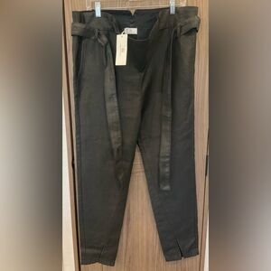 NWT Adriano Goldschmied Womens High Waisted Pants W/ Faux Leather Coating Small